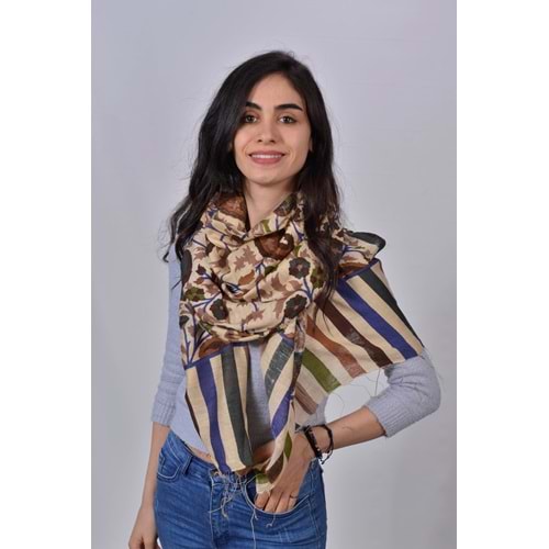 Kadın Ham İpek Desenli Şal
